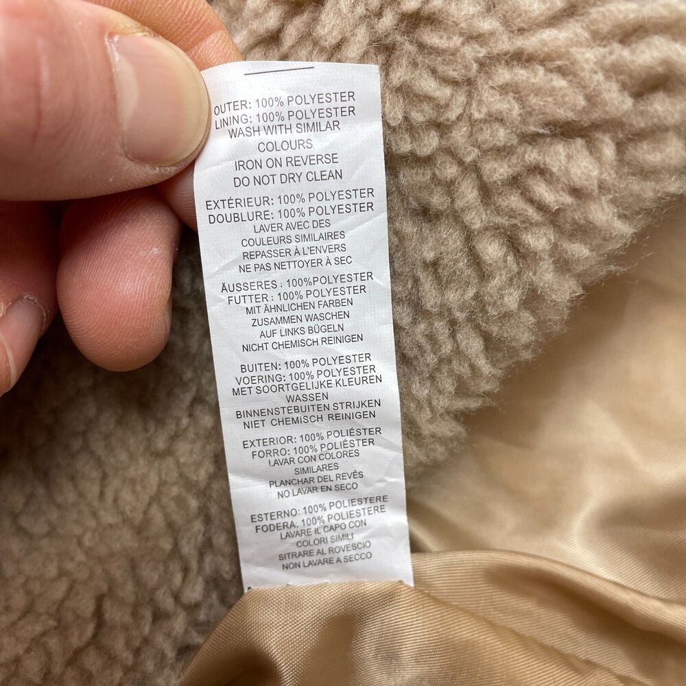 Boohoo Coat Womens 4 Brown Sherpa Jacket Full Zip Pockets Lined Polyester Soft - Picture 9 of 10